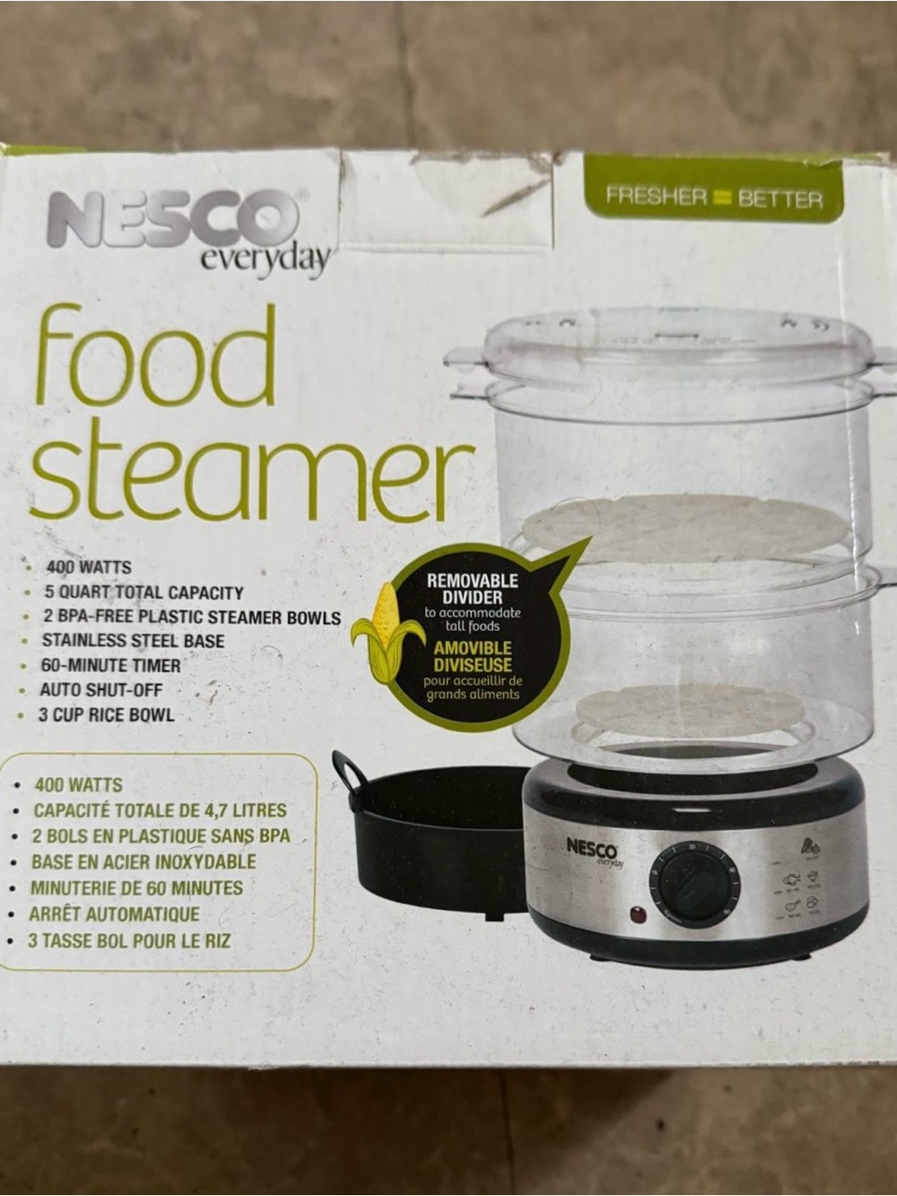 Nesco Everyday Food Steamer in Clear and Silver